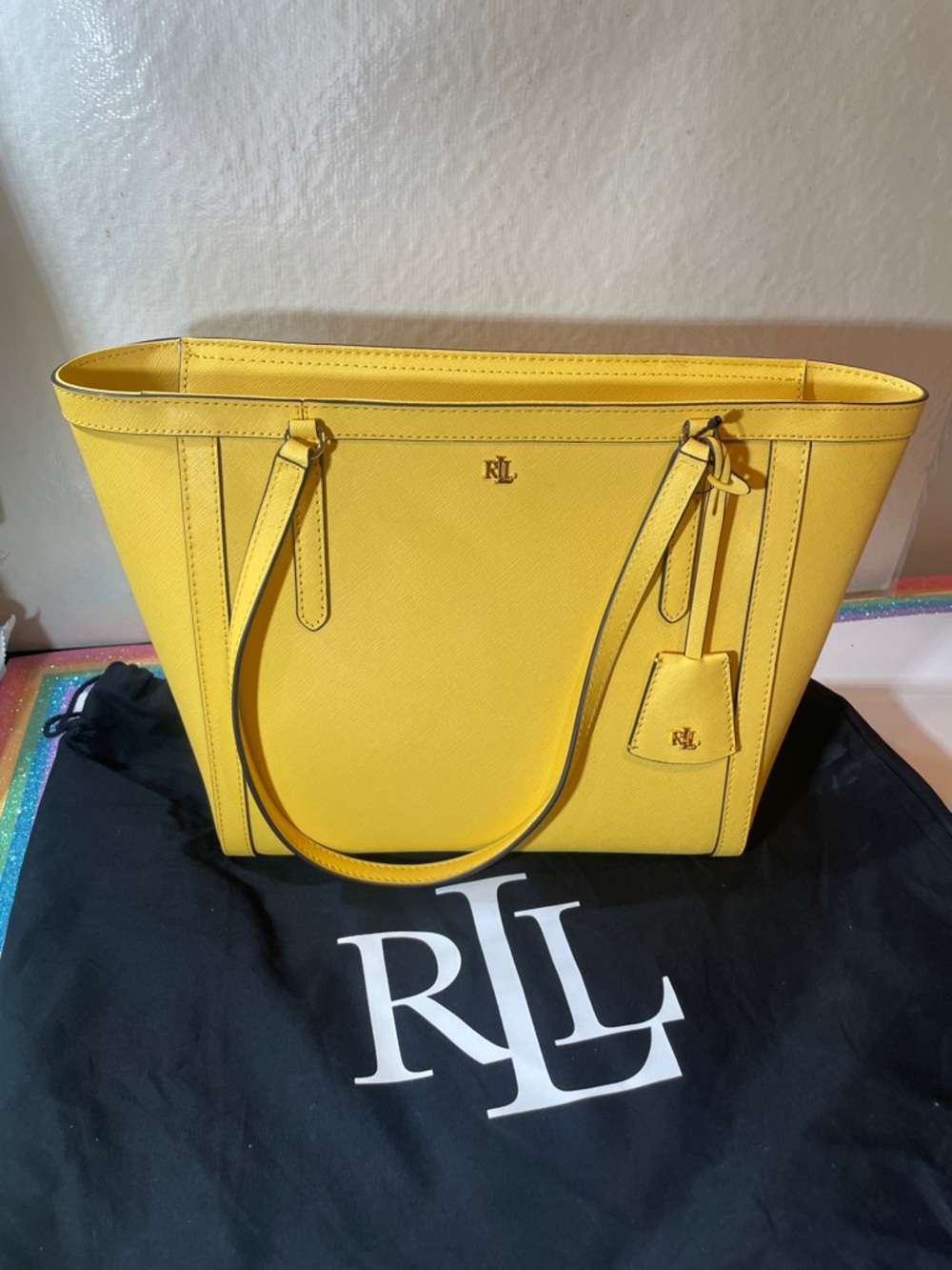 Ralph Lauren Yellow Leather Tote Bag